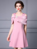 Celebrity temperament diamond embellished A-line dress short summer style