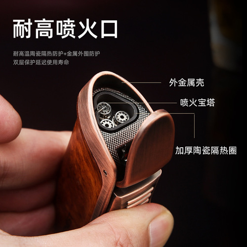 Baicheng cigar lighter windproof, inflatable, durable, high-end creative alloy three-way business gift for boyfriend