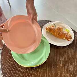 家用创意PP餐盘 厨房多功能耐用菜盘圆形平盘大容量早餐饭盘