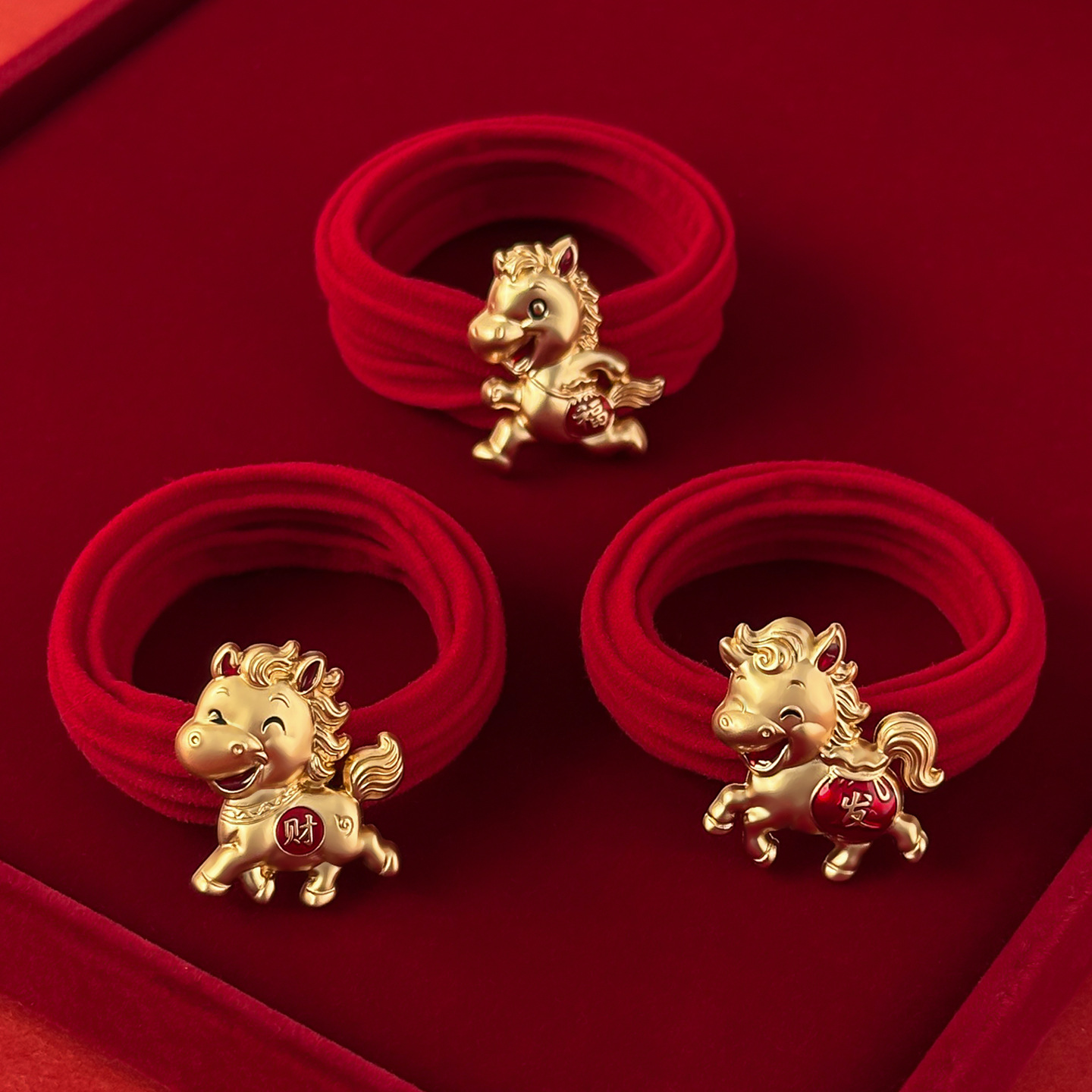 2026 Year Of The Horse Red Hair Tie Zodiac Horse Hair Band Rubber Band Year Festive Hair Accessory Children's Hair Rope Alloy