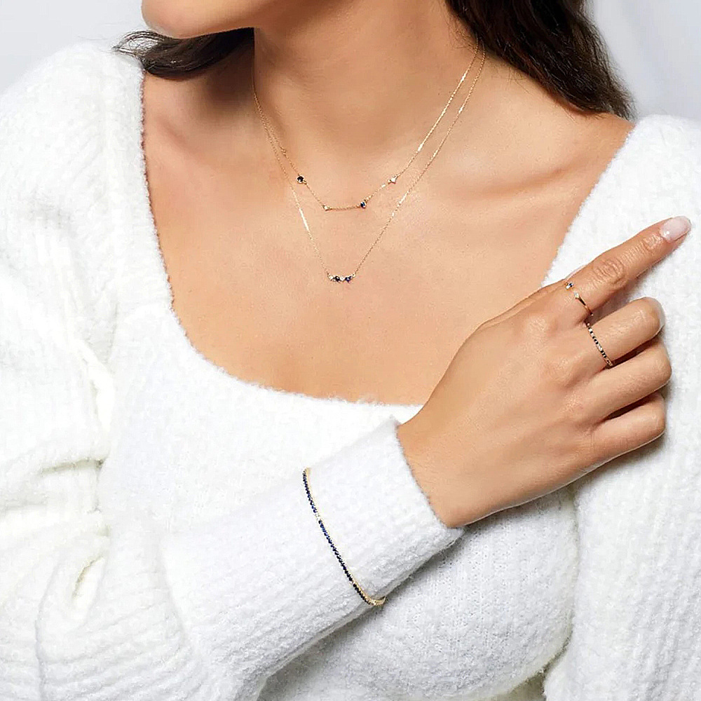 Fashion Multicolor Sterling Silver Plating Inlay Zircon Necklace 1 Piece