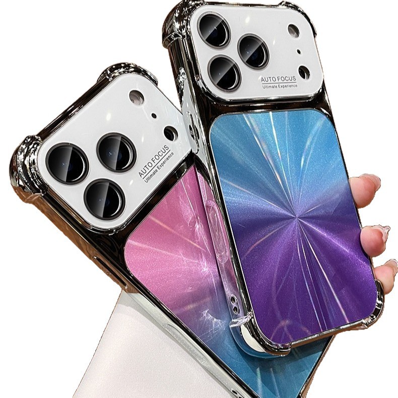 Gran ventana aurora láser de color CD para iPhone 16 proMax caso de teléfono móvil de segundo cambio 17 manzana 14 caso