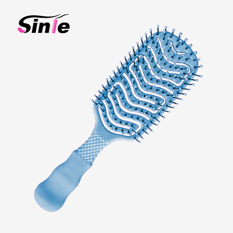 Cabeza cuadrada hueco-hacia fuera el peine de dientes anchos hembra plástico elástico forma costilla peine pelo liso peluquería peine cabeza cuero cabelludo masaje peine