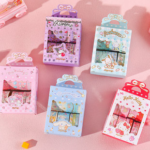Sanrio Handbook Tape Cartoon Kuromi Melody Washi Tape Gift Box Children's Handbook Material Sticker Scroll