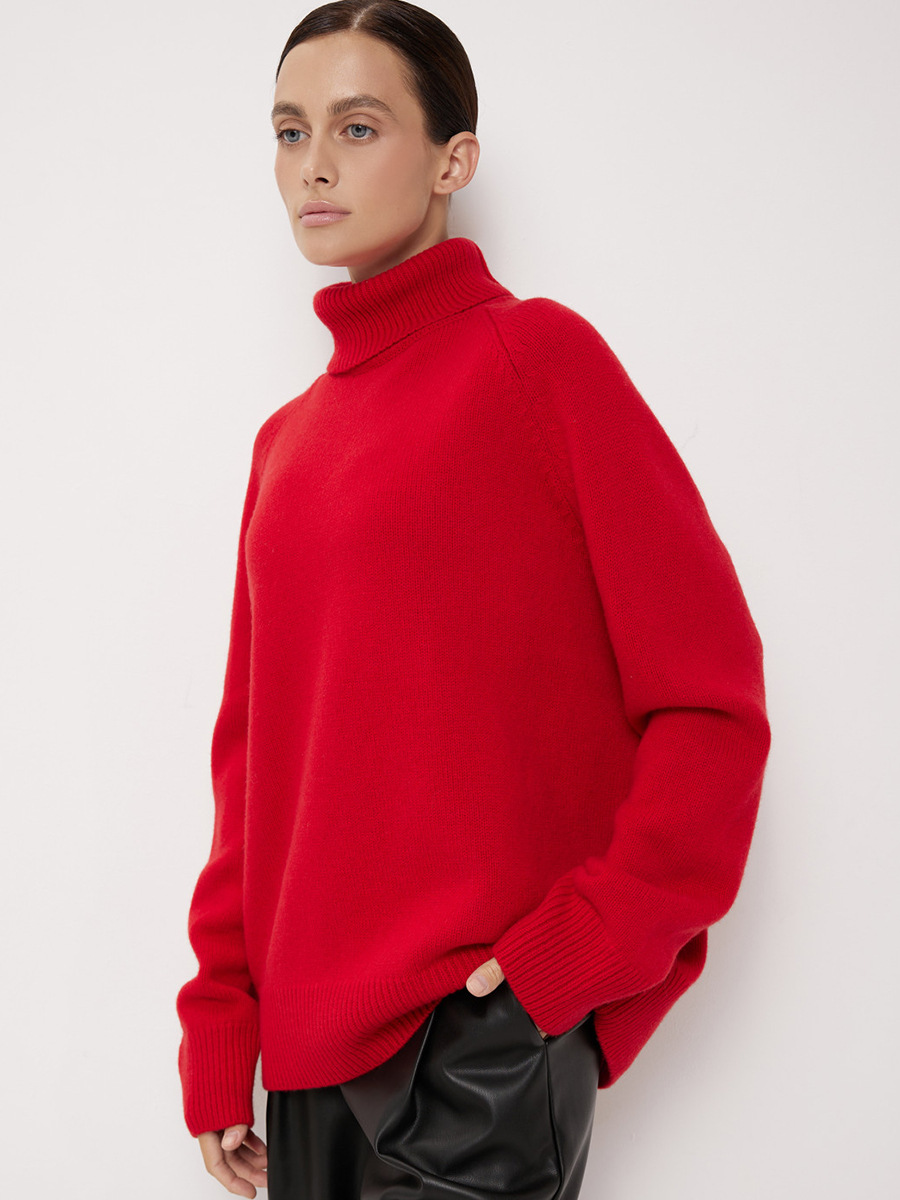 Suéter de Cuello Alto de Lana, Estilo Europeo y Americano, Otoño-Invierno 2025, Nuevo Suéter Holgado de Punto, Cálido para Mujer image 4