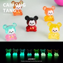 卡通可爱迷你炫彩小米奇车载摆件挂件 树脂DIY钥匙扣配饰材料批发