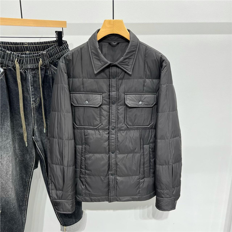 跨境韩国工装轻便舒适衬衫式羽绒服2025新款男90白鸭绒轻薄羽绒服|undefined