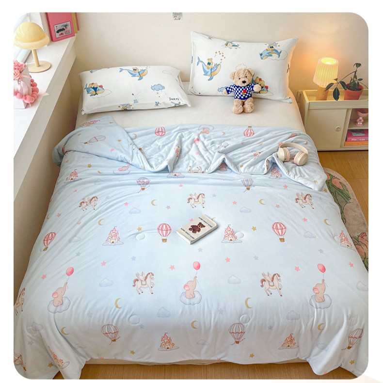 Edredón fresco de verano de algodón de punto individual y doble 2025 nuevo edredón de aire acondicionado de verano lavable a máquina para niños edredón fino
