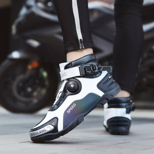 Spring and Summer Cycling Boots, Motorcycle Shoes for Men and Women, All-Season Leather Waterproof and Non-Slip Commuter Cycling Shoes, Motorcycle Equipment