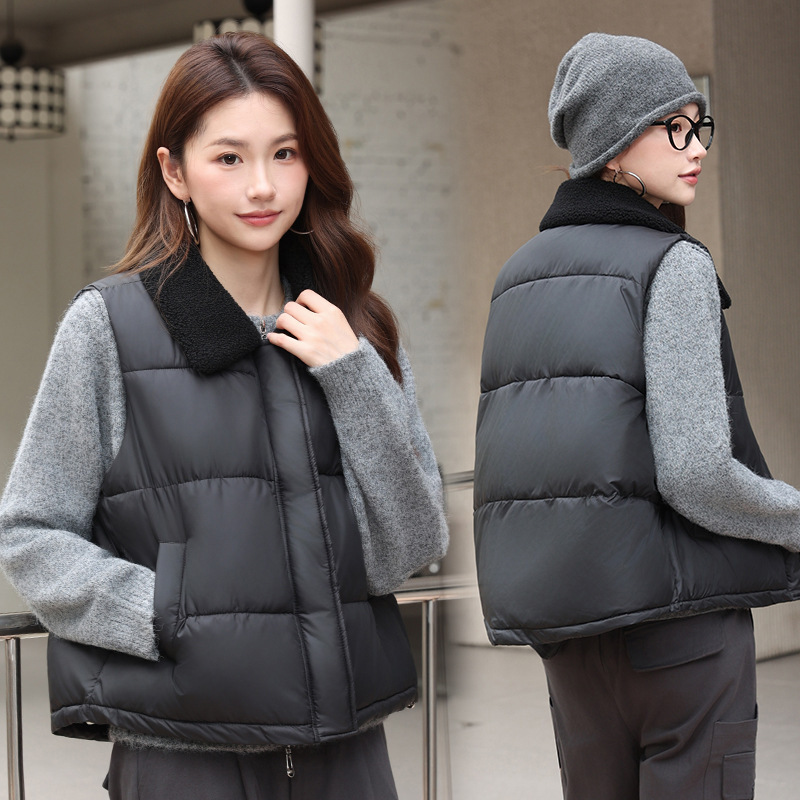 Algodón chaleco mujer otoño y invierno 2025 nuevos productos coreanos con la solapa vestimenta de algodón estilo europeo y americano chaleco de hombro chaqueta de moda image 1