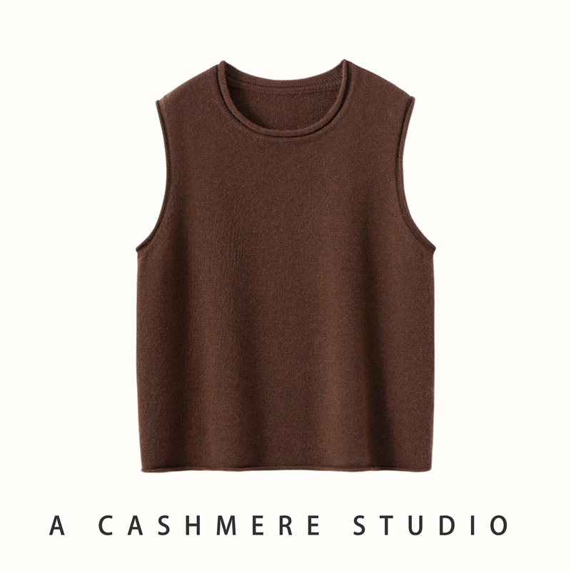 Fine Wool Vest 2025 Spring and Summer New Women's Round Neck Pullover Thin Bottoming Shirt Korean Style Slimming Look