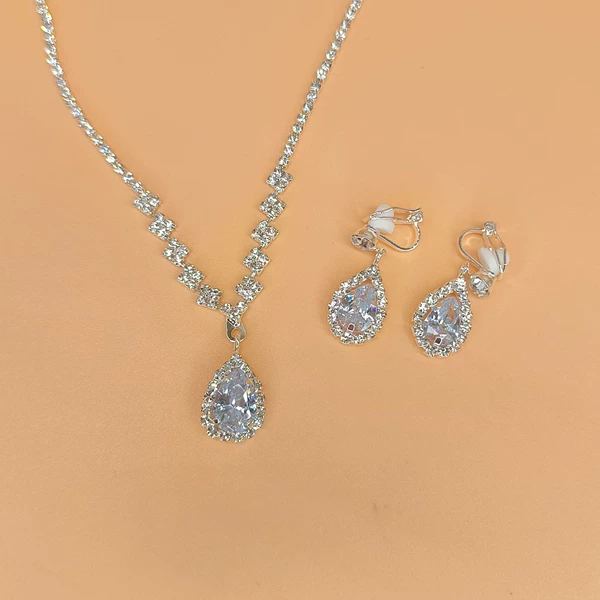 Necklace * silver, ear clips