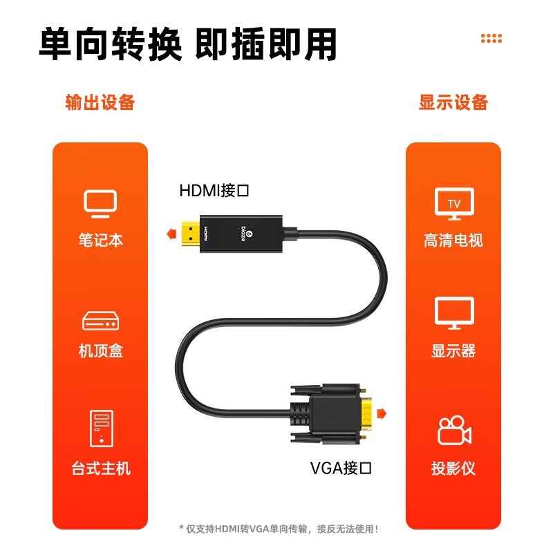 Biaz HDMI to VGA cable converter HD video adapter cable computer TV connection display projector