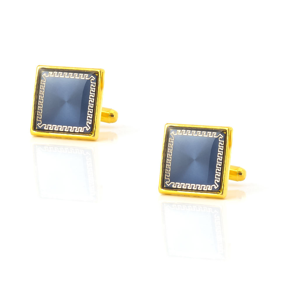 High-end Square Gold CDPhoto Paper Drip Glue Enamel Cufflinks Men's French Shirt Cufflinks