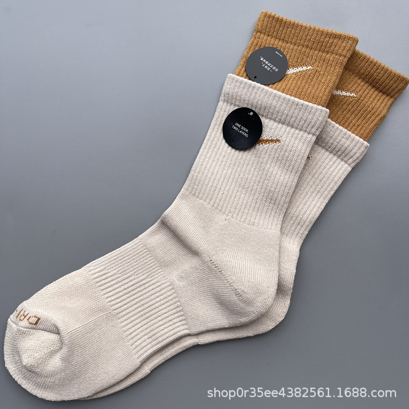 Suwannister Spliced Socks for Men and Women, Cotton Double-Layer Socks, Mid-Length Sports Towel Bottom Socks, Versatile Suwannister Spliced Socks for Men and Women, Cotton Double-Layer Socks, Mid-Length Sports Towel Bottom Socks, Versatile