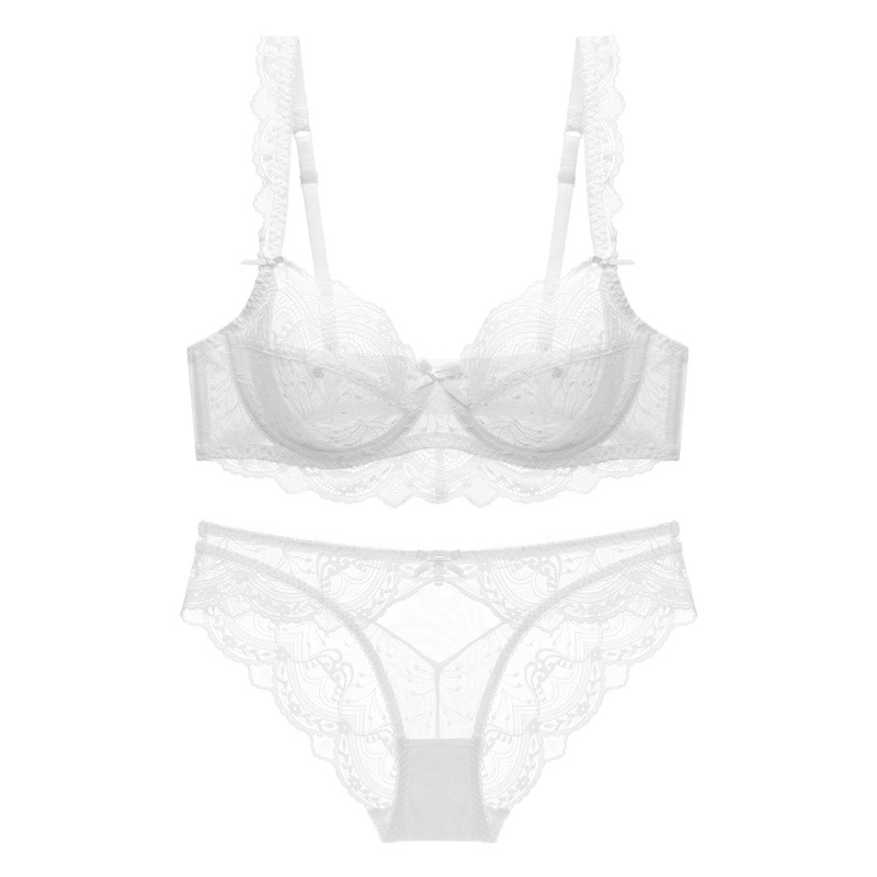 Conjunto de lencería de encaje transfronterizo para mujer, estilo puro y sensual, sujetador push-up rojo sexy, transpirable, delgado, talla grande