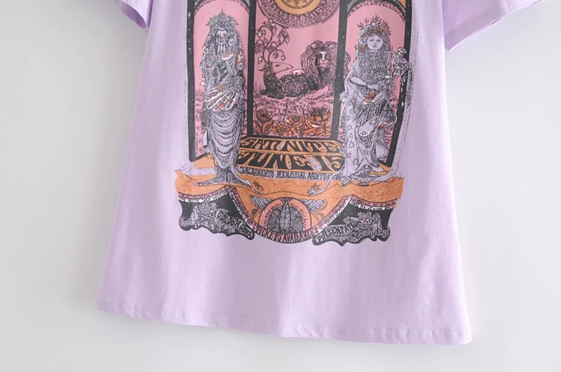 Loose Statue Print Short-Sleeved T-Shirt NSAC32076