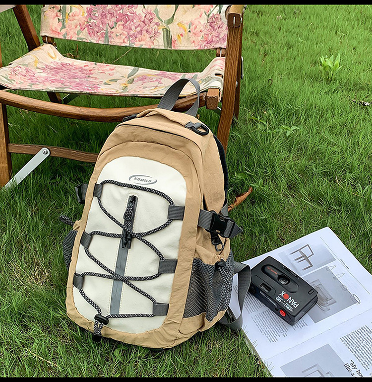 森系ins新款高颜值清新撞色拼接背包情侣轻便登山旅行春游双肩包|undefined