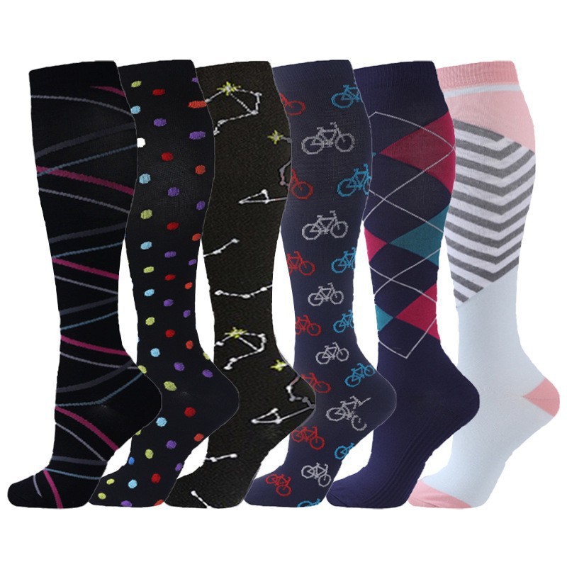 Juego de 6 pares de calcetines deportivos de compresión transfronterizos para fitness, calcetines largos de compresión para pantorrillas para hombres y mujeres, calcetines de compresión elásticos. image 50