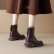 Stretch Thick-soled Short Boots for Women 2024 New British Style Boots Back Zipper Slim Brown Autumn and Winter Super Hot Women's Boots