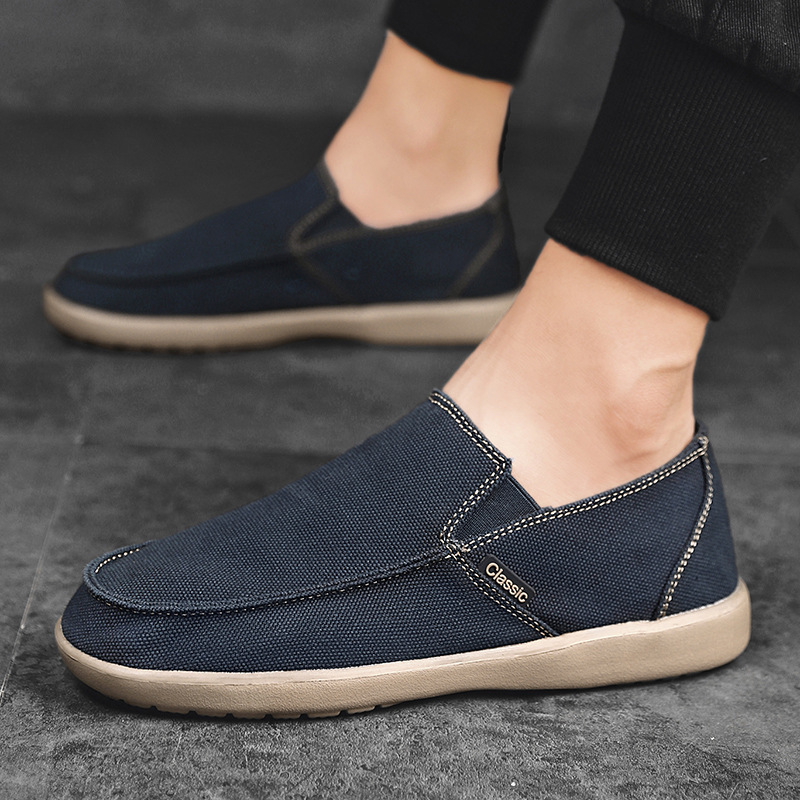 Retro Style Trendy Simple Low-Top Flat Shoes Cross-Border Large Size Men's Slip-On Canvas Shoes Fashion Casual Slip-On Shoes