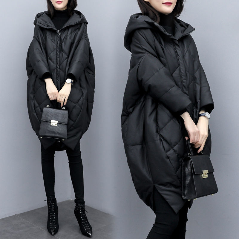 茧型棉衣2025新款冬季大码中长款棉服气质女显瘦pu皮斗篷外套加厚