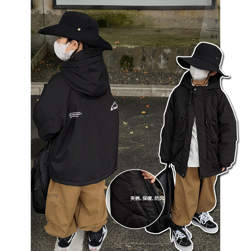 Baoduro ropa infantil chaqueta acolchada para niños 2023 nueva chaqueta acolchada de algodón ropa de invierno para bebés chaqueta acolchada de algodón para niños engrosada moda