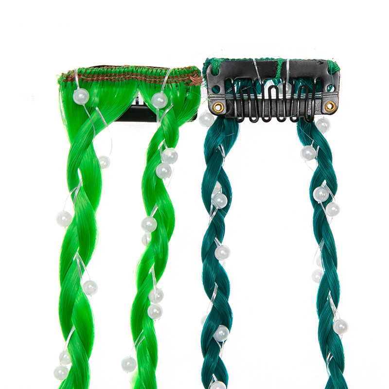 bb clip de moda perla pequeña trenza china rojo dulce cool grupo de mujeres viento picante teñido pelucas