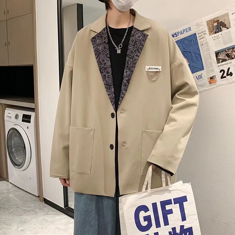 2024 otoño chaqueta de moda casual insignia de los hombres sentido del diseño tendencia de nicho chaqueta suelta de gran tamaño de estilo coreano