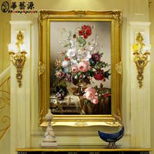 艺源餐厅装饰画华玄关挂画壁画手绘油画美式花卉欧式古典