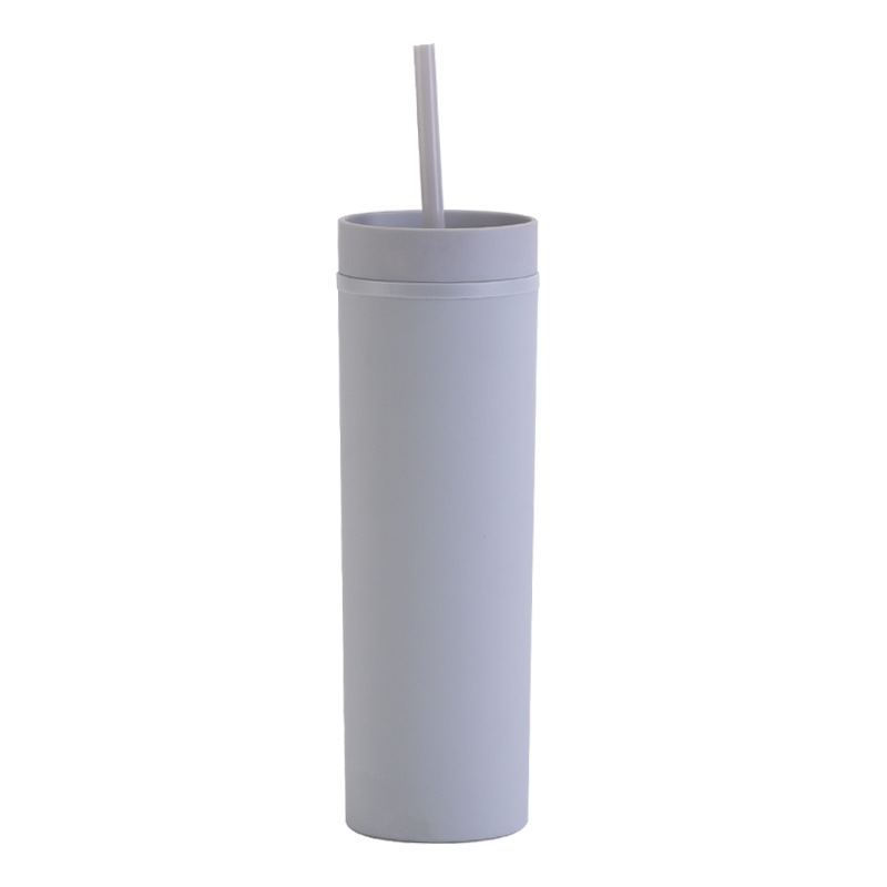 国境を越えたスポットskny二重プラスチックカップカスタムシンプルなゴム塗料カップ16オンス密封ストレートストローカップ|undefined