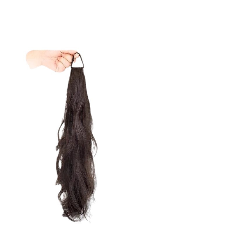 Peruca de cola de caballo femenina juvenil doble caballo capa rizado simulación natural pelo de cinta de pelo tipo anillo de pelo pelo pelo trenzado