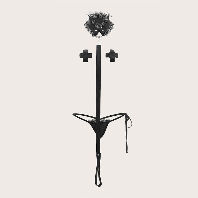 Leather Chest Accessories Women's Body Chain Nipple Chain Three-Piece Set Sexy Lace Sm Breast Chain Set Chest Chain Sexy