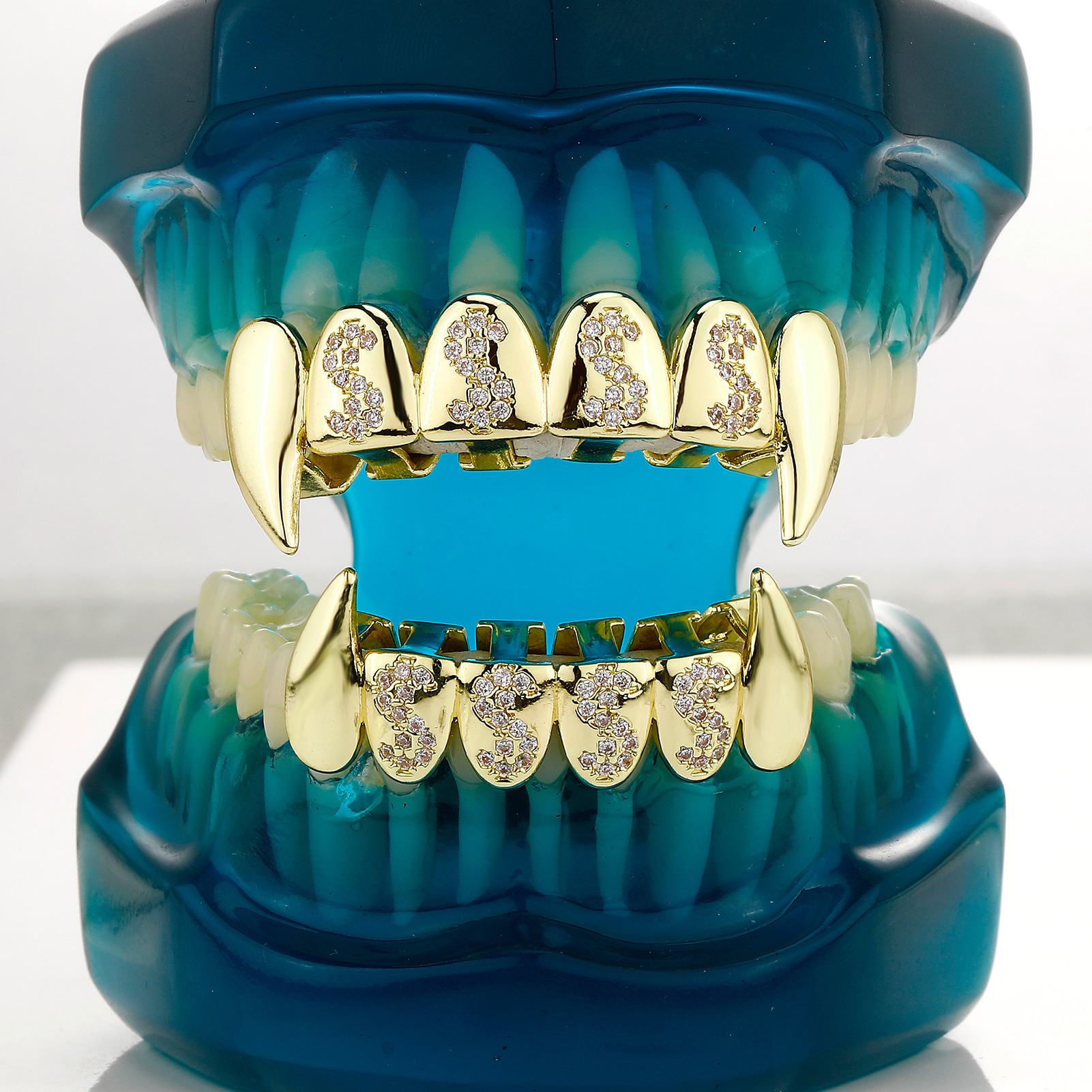 Vampire Fangs Dental Grill With Diamonds For Halloween Costume_voghion.com
