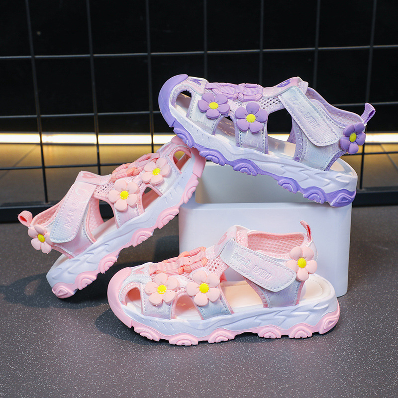 Girls' Sandals 2026 New Summer Closed-Toe Princess Shoes for Girls Korean Style Casual Beach Shoes Children's Shoes