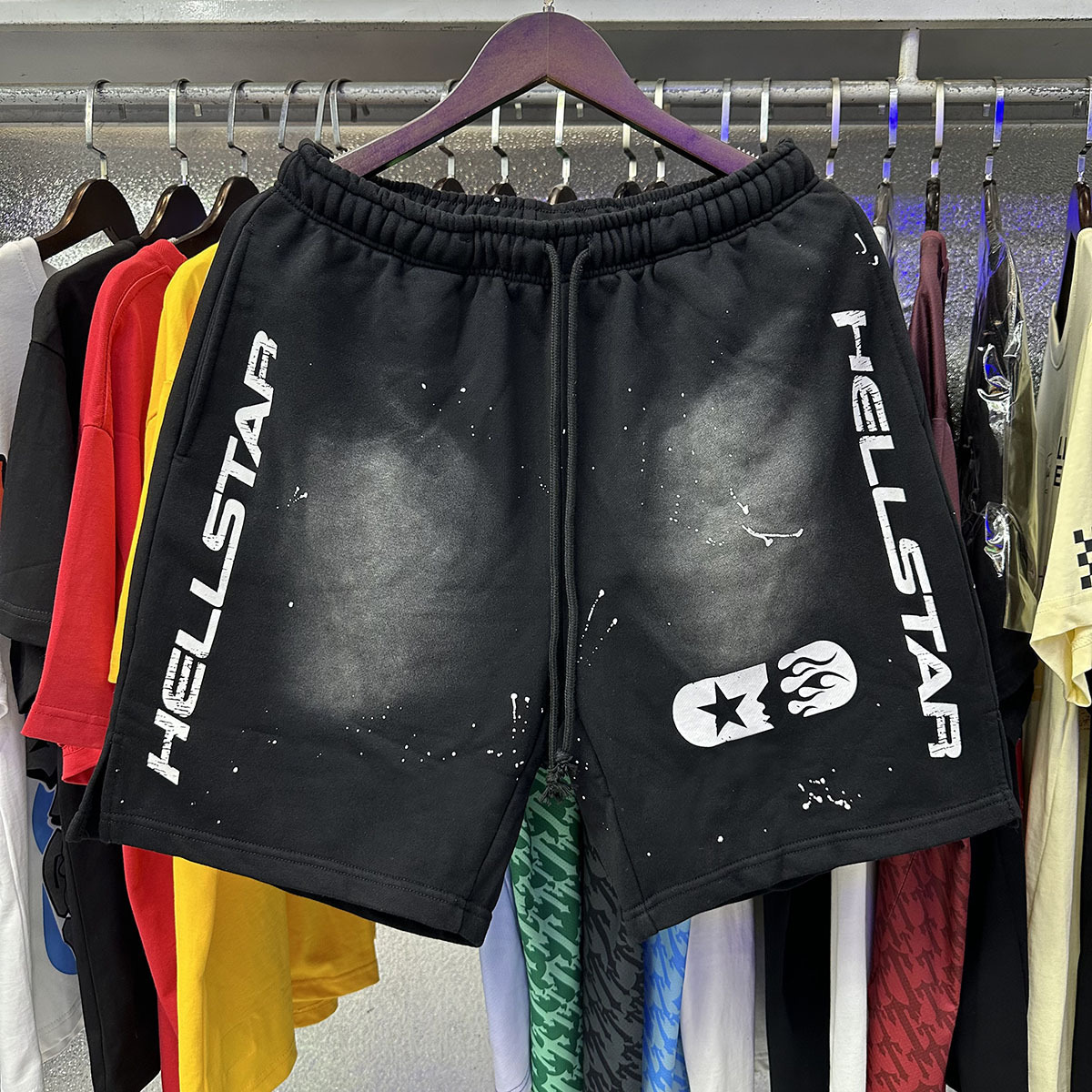 Hell Star lavando y desgastando pantalones cortos casuales 2024 verano nuevo estilo marca de moda europea y americana hip-hop pantalones de cinco puntos hombres y mujeres