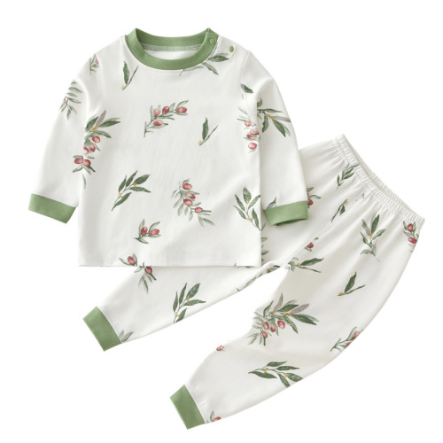 Children's Autumn Top and Bottom Set for Boys and Girls, Pure Cotton Four-Season Underwear, Baby and Kids All-Cotton Pajamas
