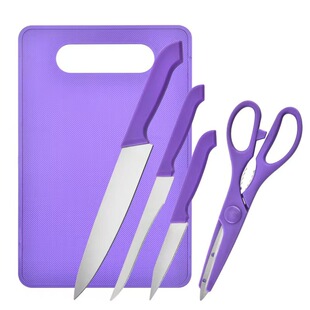 Color 5PC Cutter Five-piece Set Melon Planer Fruit Knife Chopper Scissors Household Plastic Cutting Board suit Gift Cutter