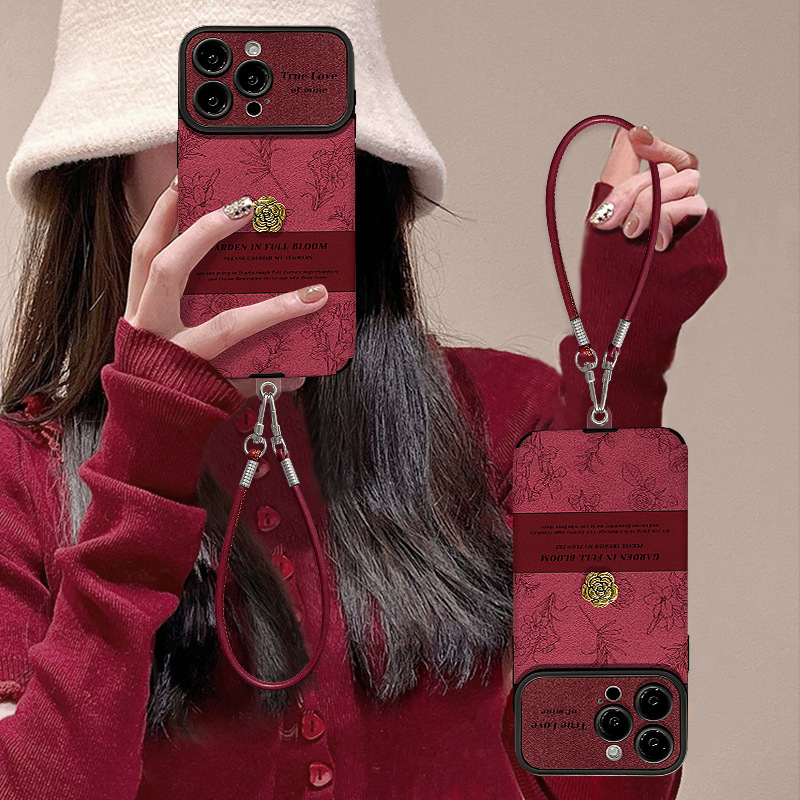 Camellia Doll Lanyard Suitable for Apple 17 Mobile Phone Case Iphone15Promax Year of the Horse New Women's Model 16 Silicone