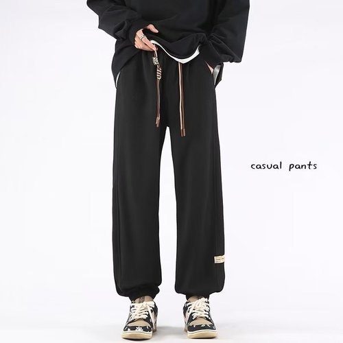 Men's Spring and Autumn Casual Matchable Sweatpants, American Retro Drawstring Large Size Sports Pants, Summer Long Pants