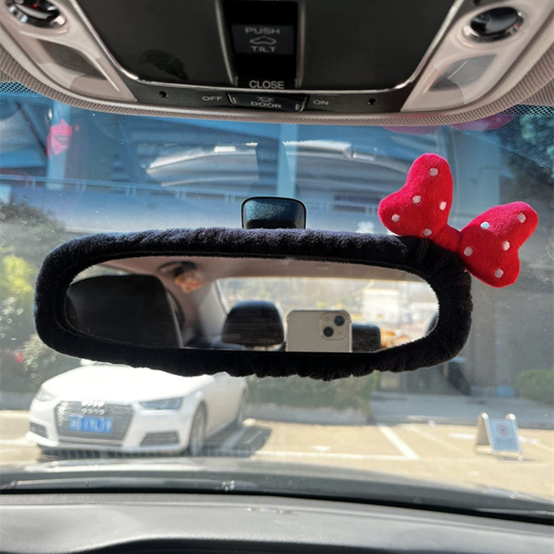 Крышка зеркала заднего вида автомобиля, декоративная крышка автомобильного отражателя заднего хода, милый мультяшный бант, аксессуары для салона автомобиля для женщин