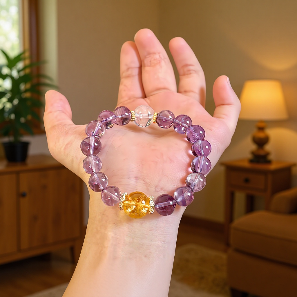 Cross-Border Original Amethyst Beaded Bracelet, the Same Style as on Xiaohongshu, Bring Good Fortune and Prosperity, Light Luxury Versatile Jewelry for Women