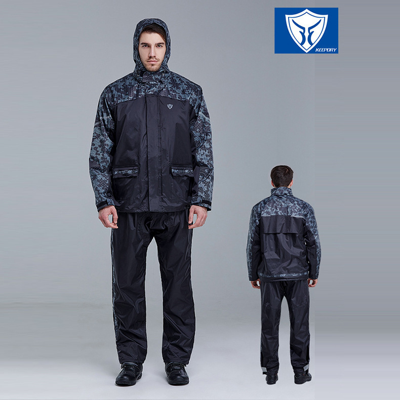 Blue Lion Camouflage Raincoat Rain Pants Set Thickened Waterproof Men's Outdoor Motorcycle Riding Motorcycle Raincoat Anti-rainstorm