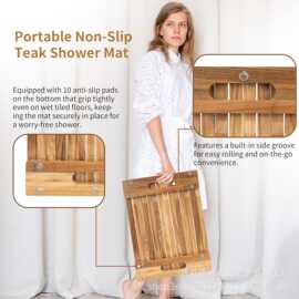 木质浴室地垫防滑垫脚踩沥水地垫客厅卧室浴室地垫泳池边地垫