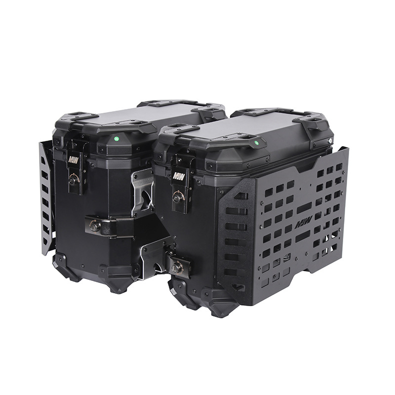 38L Right-Side Multifunctional Armored Black Aluminum Alloy Three-Box Motorcycle Tail Box Side Box Motorcycle Camping Style Trunk