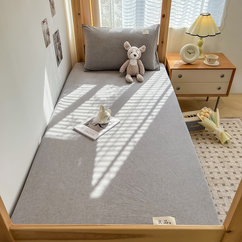 Juego de Sábanas de Algodón para Dormitorio Estudiantil, Protector de Colchón de Algodón Puro Nuevo 2024, Juego de Tres Piezas, Cubrecama