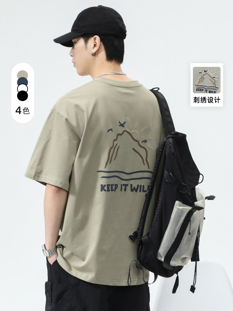 メンズ夏新作ストリートファッションbf風創意プリント丸襟tシャツ男女学生半袖