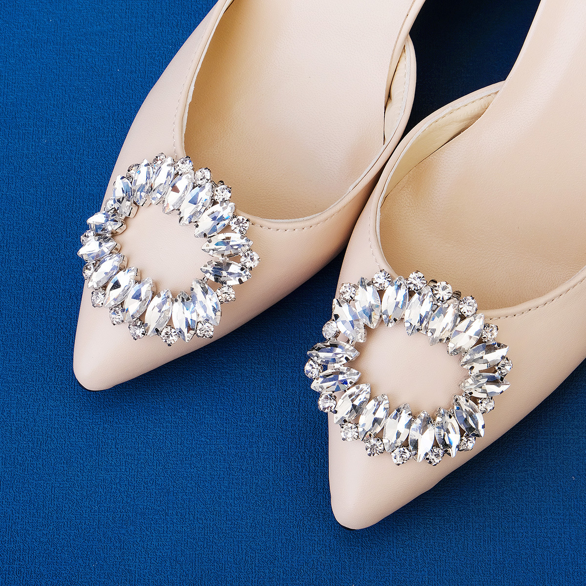 Bridal Wedding Shoes,High Heels,Shoes,Flowers,Everyday Versatile Women's Shoes Accessories,Oval Hollow Inlaid With Rhinestone Shoe Buckles