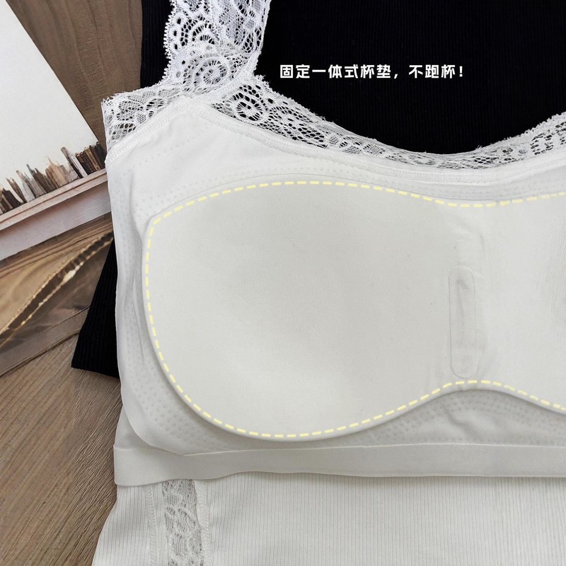 LV26超级小蛮腰挂脖蕾丝吊带背心女小心机辣妹设计高级感美背内衣|undefined