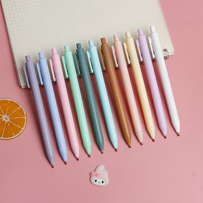 Morandi Press Gel Pen 0.5mm Bullet Macaron Press Pen Retro Office Stationery Signature Pen